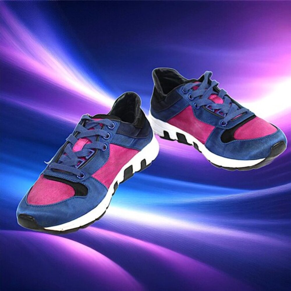 Gucci Web Runner Color Block Navy Fuchsia Lace-Up Trainers Size 36.5 (US 6.5) - Picture 7 of 13